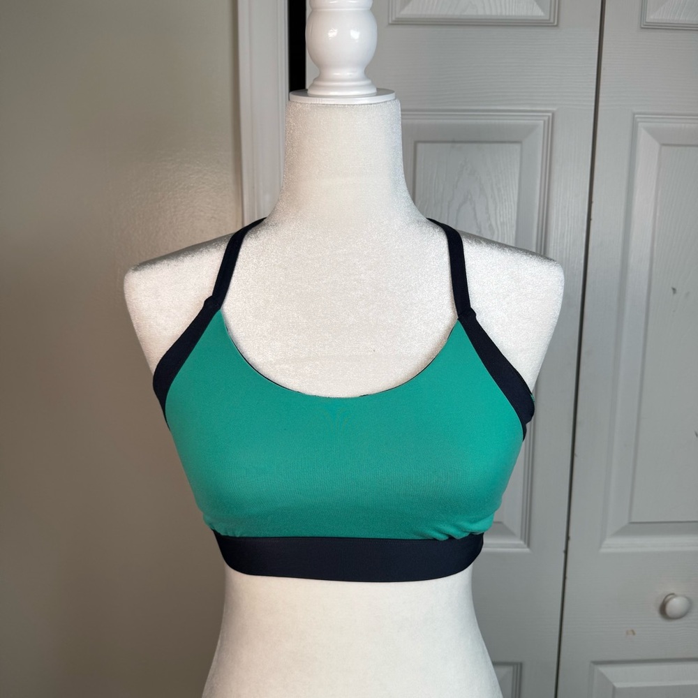 The North Face Studio Flashdry Sports Bra Green & Navy Strappy Back Size M